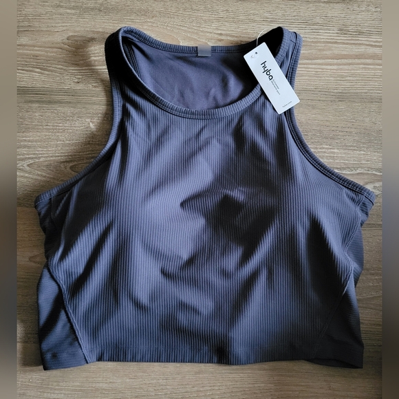 Women's Gray Ribbed Crop Tank - Picture 2 of 4